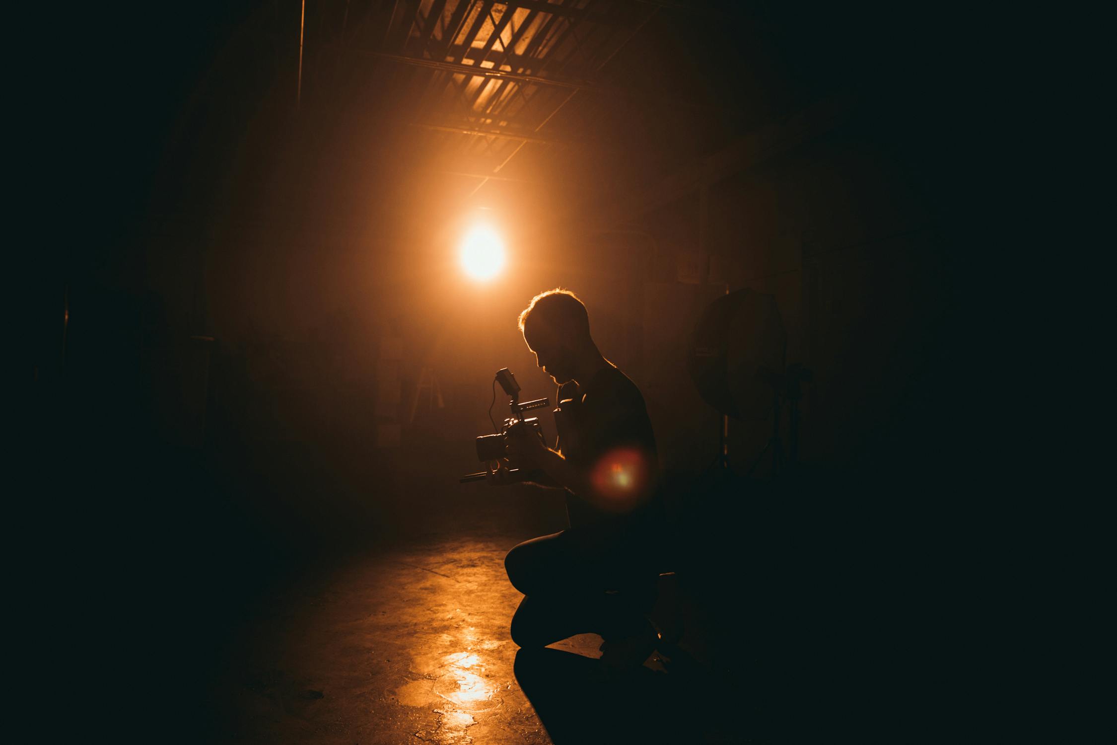 Video production team filming